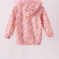 Pink pumpkin floral print ruffle coat