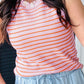 Pink Stripe Textured Knit Sleeveless Casual Sweater Top