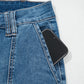 Sail Blue Exposed Stitching Straight Jeans