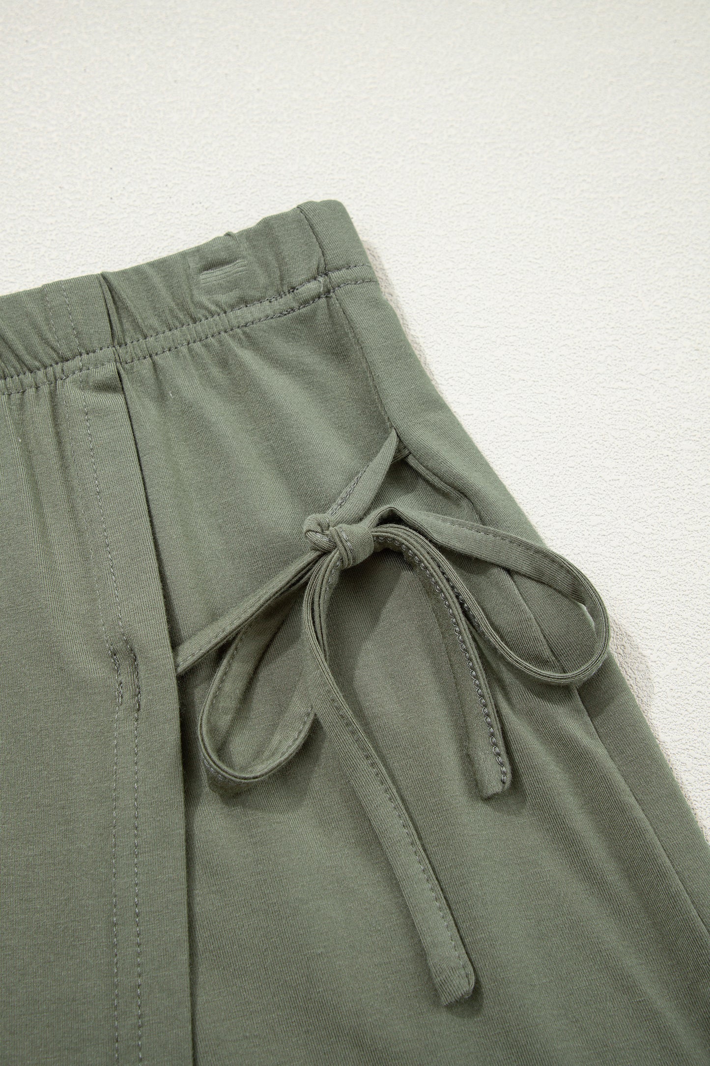 Laurel Green Solid Color Oversize Tee Tie Wrap Mini Skort 2pcs Set