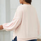 Parchment Embroidered Bow Lantern Sleeve Oversized Pullover Sweatshirt