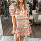 White Tulip Floral Print Cotton Puff Short Sleeve Mini Dress