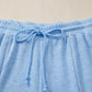 Beau Blue Cap Sleeve Matching Top and Jogger Pants Set