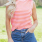 Pink Stripe Textured Knit Sleeveless Casual Sweater Top