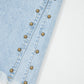 Beau Blue Studded Side Slit Leg Frayed Pocketed Wide Leg Jeans
