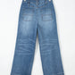 Sail Blue Exposed Stitching Straight Jeans