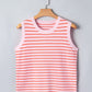 Pink Stripe Textured Knit Sleeveless Casual Sweater Top