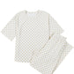 Khaki Checkered Print Half Sleeve Tee 2pcs Lounge Pant Set