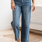 Sail Blue Exposed Stitching Straight Jeans