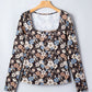 Black Floral Print Slim Long Sleeve T Shirt