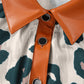 Casual Unique Leopard Print Button Contrast Collared Short Sleeve Blouse