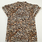 Khaki Plus Size Leopard Print Stitch Detail Ruffled Short Sleeve Blouse