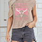 Smoke Gray Cowboy & Beer Western Graphic Mineral Wash Tank Top