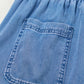 Beau Blue Drawstring Elastic Waist Pocketed Loose Denim Pants