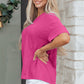 Strawberry Pink Waffle V Neck Short Sleeve Knit Top
