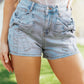 Beau Blue Bow Detail Denim Shorts with Pockets