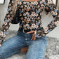 Black Floral Print Slim Long Sleeve T Shirt