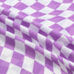 Purple Checkered Print Mock Neck Mesh T Shirt