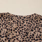 Sky Blue Stripe Leopard Trim V Neck Button Down Half Sleeve Shirt