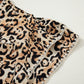 Khaki Plus Size Leopard Print Stitch Detail Ruffled Short Sleeve Blouse