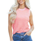 Pink Stripe Textured Knit Sleeveless Casual Sweater Top