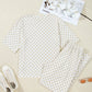 Khaki Checkered Print Half Sleeve Tee 2pcs Lounge Pant Set