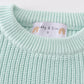 Blue hand-embroidery bunny pullover sweater