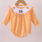 Orange Tennessee puppy bow embroidery checkered bubble