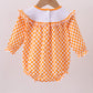 Orange Tennessee puppy bow embroidery checkered bubble