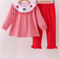 Premium Red Georgia bulldog embroidery ruffle pants set