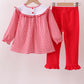 Premium Red Georgia bulldog embroidery ruffle pants set