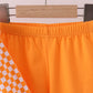 Orange Tennessee puppy bow embroidery checkered ruffle pants set