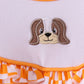 Orange Tennessee puppy bow embroidery checkered ruffle pants set