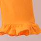 Orange Tennessee puppy bow embroidery checkered ruffle pants set