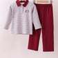 Premium Maroon Mississippi stripe bulldog embroidery pants set