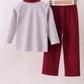 Premium Maroon Mississippi stripe bulldog embroidery pants set