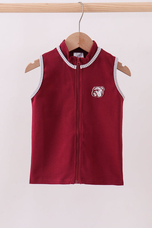 Premium Maroon Mississippi bulldog embroidery vest