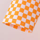 Orange Tennessee puppy bow embroidery checkered top