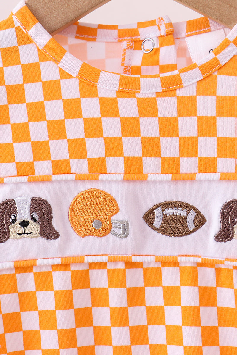 Orange Tennessee puppy embroidery checkered bubble