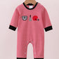 Premium Red Georgia stripe bulldog romper