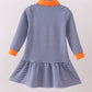 Premium Blue Auburn stripe tiger embroidery dress