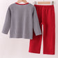 Premium Maroon Alabama elephant embroidery gingham pants set