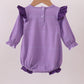 Premium Purple LSU tiger embroidery gingham ruffle bubble