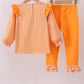 Premium Orange Tennessee puppy football embroidery ruffle pants set