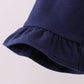 Premium Navy Auburn embroidery ruffle top