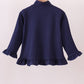 Premium Navy Auburn embroidery ruffle top