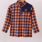 Premium Navy Auburn embroidery plaid top