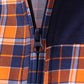 Premium Navy Auburn embroidery plaid top