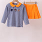 Premium Orange Clemson stripe football embroidery skorts set