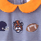 Premium Orange Clemson stripe football embroidery skorts set